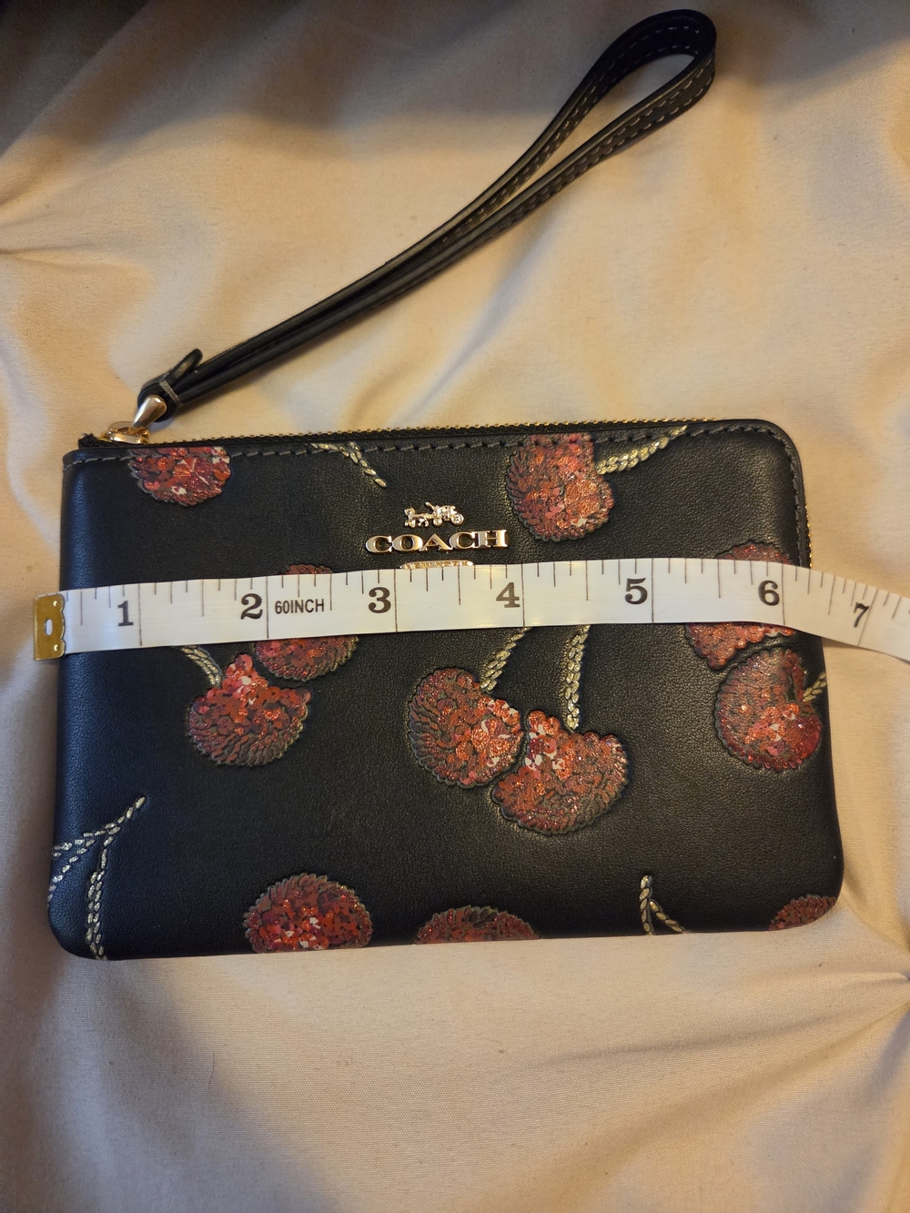 Coach Black Cherry Wristlet - Coach Floral Sequin Wristlet - Picture 3 of 6